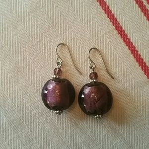 Gorgeous Dark Purple Glass Bead Earrings